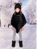 Kids Soft Faux Fur Poncho W/  Wave Pattern and Faux Fur Neckline (3-7 Years Old) 